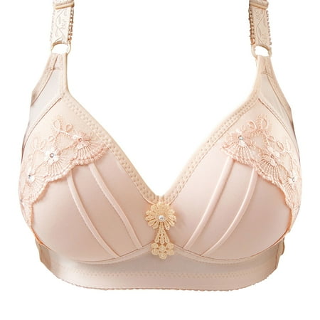 

Knosfe Wireless Bras for Women Push Up V Neck Sexy Bra Full Coverage T-Shirt Bra Pink 44