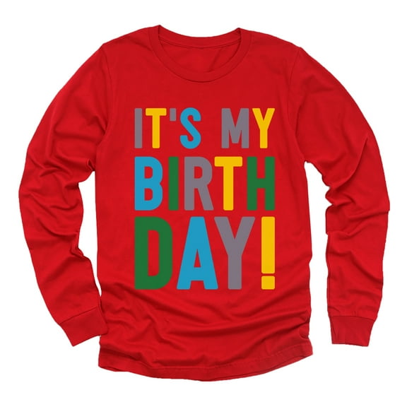 It's My Birthday Boy Girl Party Outfit Toddler Long sleeve Birthday T-Shirt 2T Red