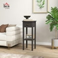 thumbnail image 2 of PRZL 2-Tier Side Table with Drawer, Narrow End Table with Bottom Shelf, for Living Room, Set of 1, Coffee, 2 of 9