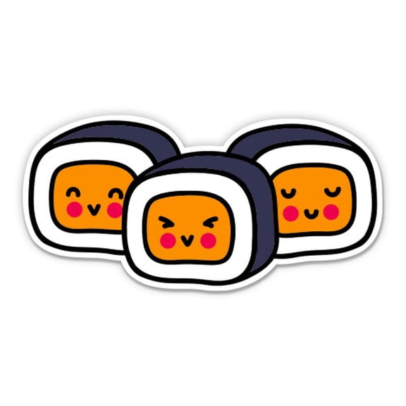 Cute Sushi Rolls - 3" Vinyl Sticker - For Car Laptop Water Bottle Phone - Waterproof Decal