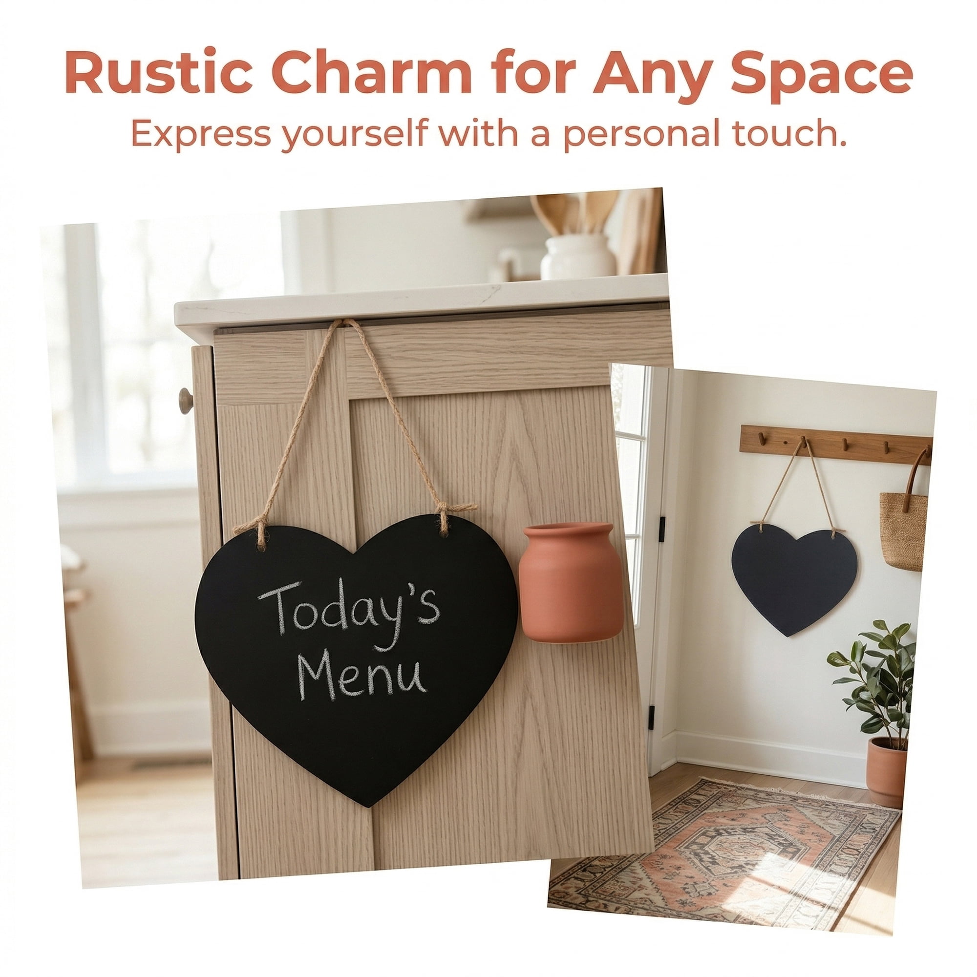 Unique Bargains Double Sided Hanging Sign Heart Shape 6.7in