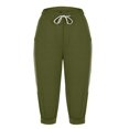 thumbnail image 5 of Kovlvoll Plus Size Pants for Womens Summer High Waisted Drawstring Solid Color Casual Athletic Workout Yoga Capris Pant, 5 of 6