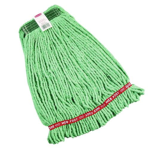 Web Foot Wet Mop Heads, Shrinkless, Cotton/synthetic, Green, Medium | Bundle of 2