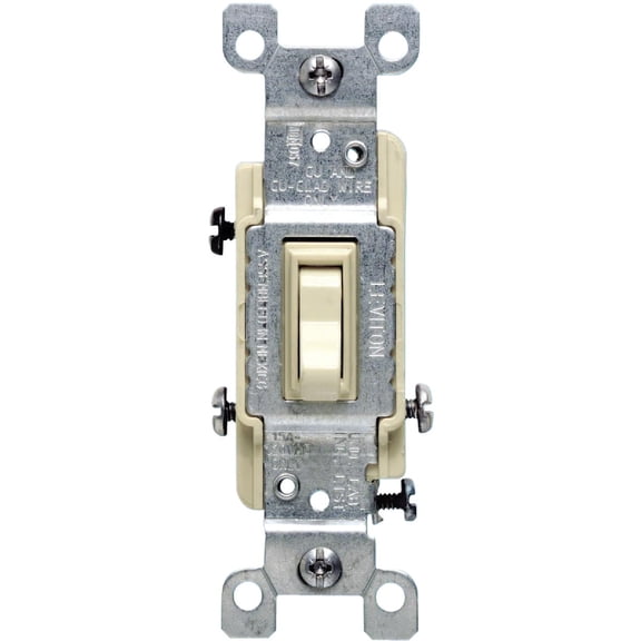 Leviton C21-01453-02I 3 Way Grounding Toggle Switch 3 Way 15 Amp 120V Ivory CSA Carded
