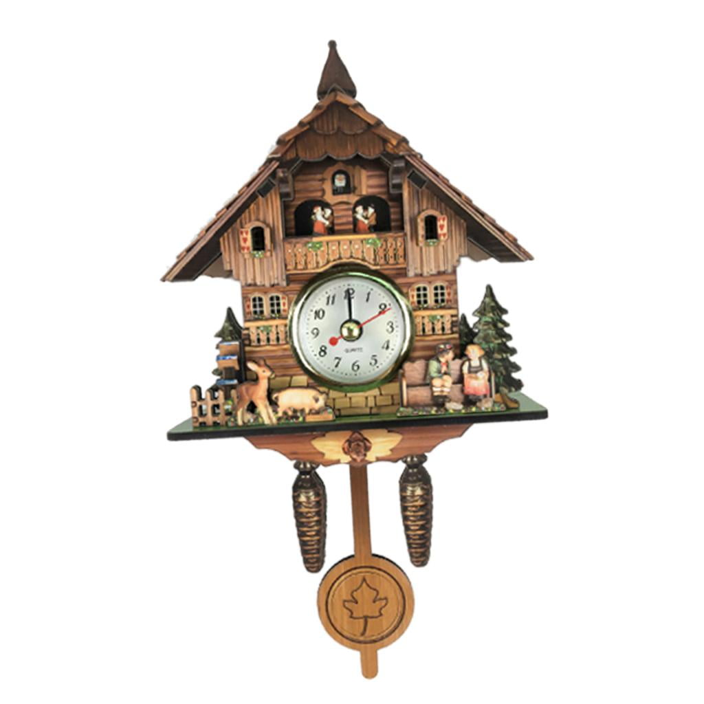 Wall Cuckoo Clocks Wooden Cuckoo Clock with Pendulum, Music Alarming