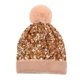 thumbnail image 1 of Gorro de invierno con lentejuelas para mujer | Gorro de punto suave y brillante con pompón de visón sintético | Gorro de punto cálido y brillante para el frío | Regalo elegante para las fiestas |, 1 of 1