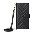 thumbnail image 5 of Wallet Case for iPhone 16 Plus with Card Holder/Wrist Strap/Crossbody Strap/Magnetic Snap/Kickstand PU Leather Shockproof Full Body Protective Rugged Phone Cover iPhone 16 Plus, Black, 5 of 9