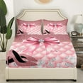 thumbnail image 3 of Erosebridal Pink Bowknot High Heels Sheet Set Twin,Dreamy Princess Bedding Sets Twin Size,Breathable Bed Sheets Twin,Bling Room Decorative,3pcs, 3 of 7