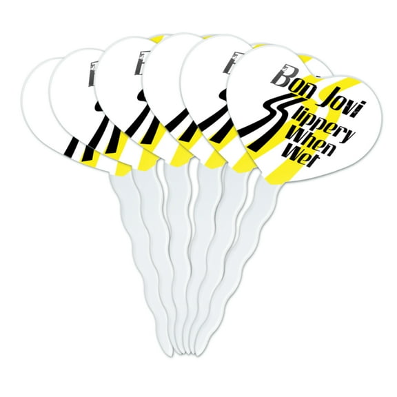 Bon Jovi Slippery When Wet Heart Love Cupcake Picks Toppers Decoration Set of 6