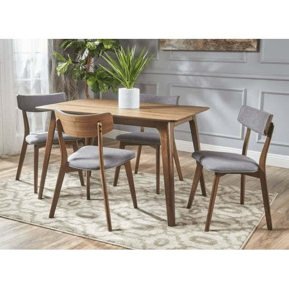 Comedor Megan nogal con lino gris