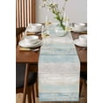 thumbnail image 2 of Hokiten Table Runners 36 Inches Long Dress Scarves, Blue Beige Farmhouse Farmhouse Kitchen/Dining Table Runner, Short Coffee Tablerunners, Vintage Wooden Striped 13x36 Inch, 2 of 7