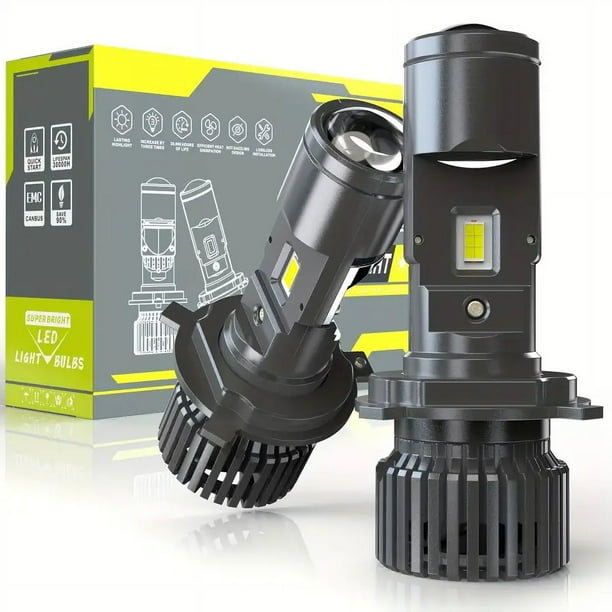 2 uds Mini H4 lentes de proyector Led 100W/par Hi/Lo Beam Canbus Led faro para coches Turbo bombillas LED RHD LHD 12V 6000K luces de motocicleta lámparas de coche Rojo Verde Cocina, Decoración y Otros