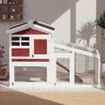 thumbnail image 3 of Jaula de Conejo de Madera de 2 Niveles, Chicken Coop Casa para Mascotas de Exterior con 6 Puertas de Ventilación, Bandeja y Rampa Removibles, Jaula para Aves de Exterior, 3 of 6