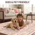 thumbnail image 3 of KoshiMe Washable Area Rug 8'x10', Non-Slip Soft Vintage Distress Floral Rugs for Living Room, Stain Resistant Low Pile Medallion Carpet for Dining Room Office, Light Pink Colorful, 3 of 9