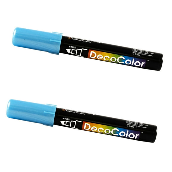 Marvy Uchida Chisel Tip Acrylic Paint Markers, 2/Pack, Metallic Blue