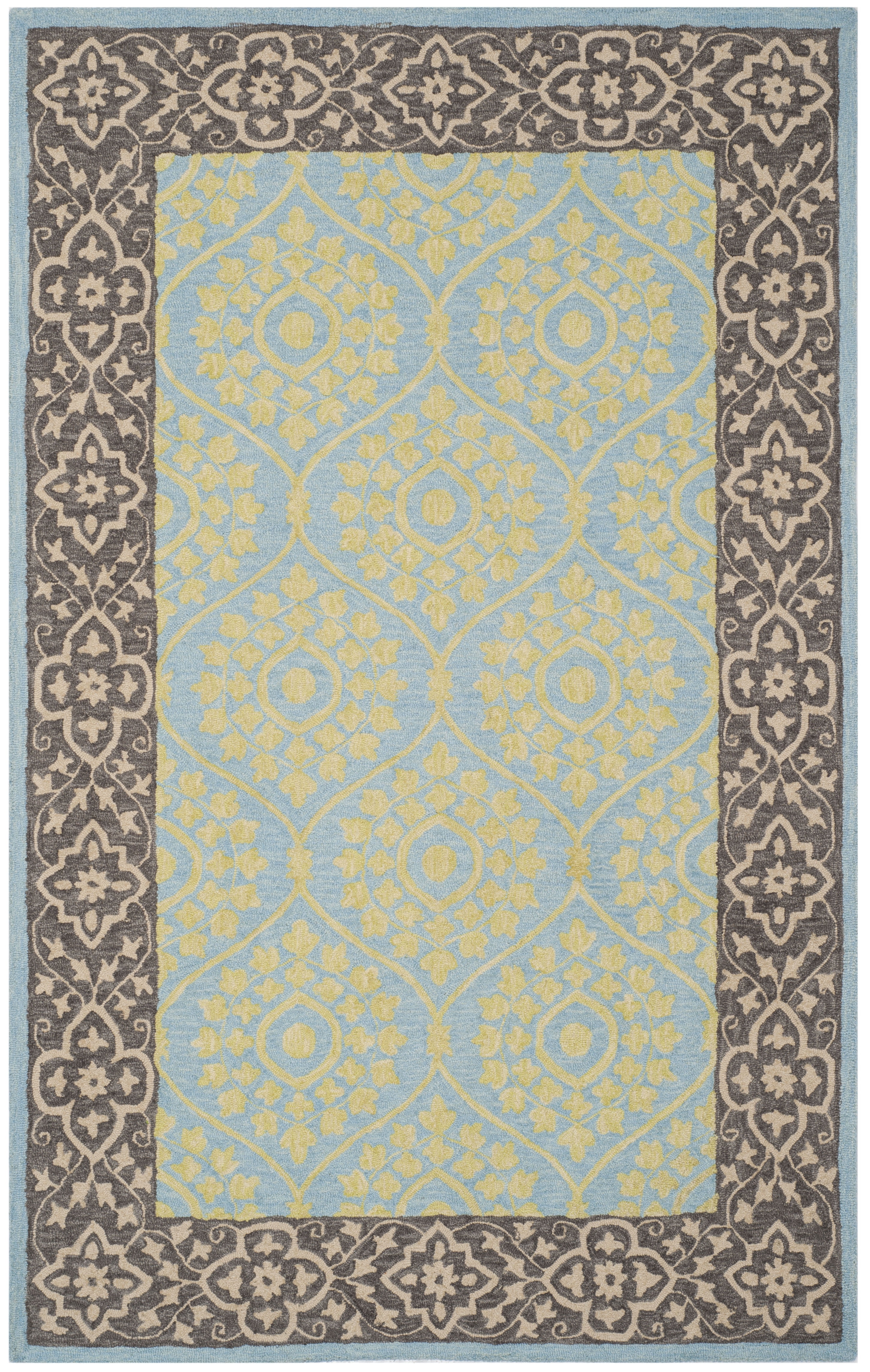 SAFAVIEH Suzani Nina Floral Bordered Area Rug, Chocolate/Yellow, 4' x 6'