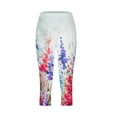 thumbnail image 6 of Aboser Knee Length Capri Leggings for Women Beach Floral Print Capris Pants Summer High Waisted Yoga Jeggings Stretch Cropped Yoga Pants Comfy Casual Workout Tights, 6 of 7