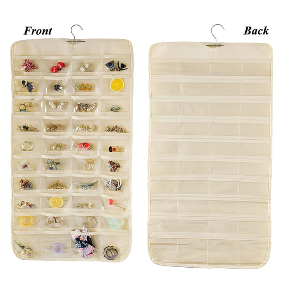 Designice Hanging Jewelry Organizer,80 Pockets Double-Sided Earring Holder,Necklace & Bracelet Storage