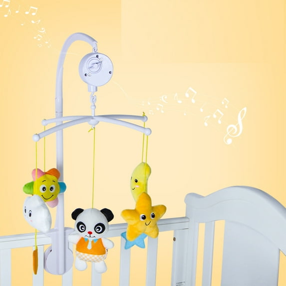 AIPINQI Baby Crib Mobile with Music,Baby Mobile for Crib with Plush Rattle Toys,Music Box Nursery Mobile Toys for Babies 0-24 Months,Panda