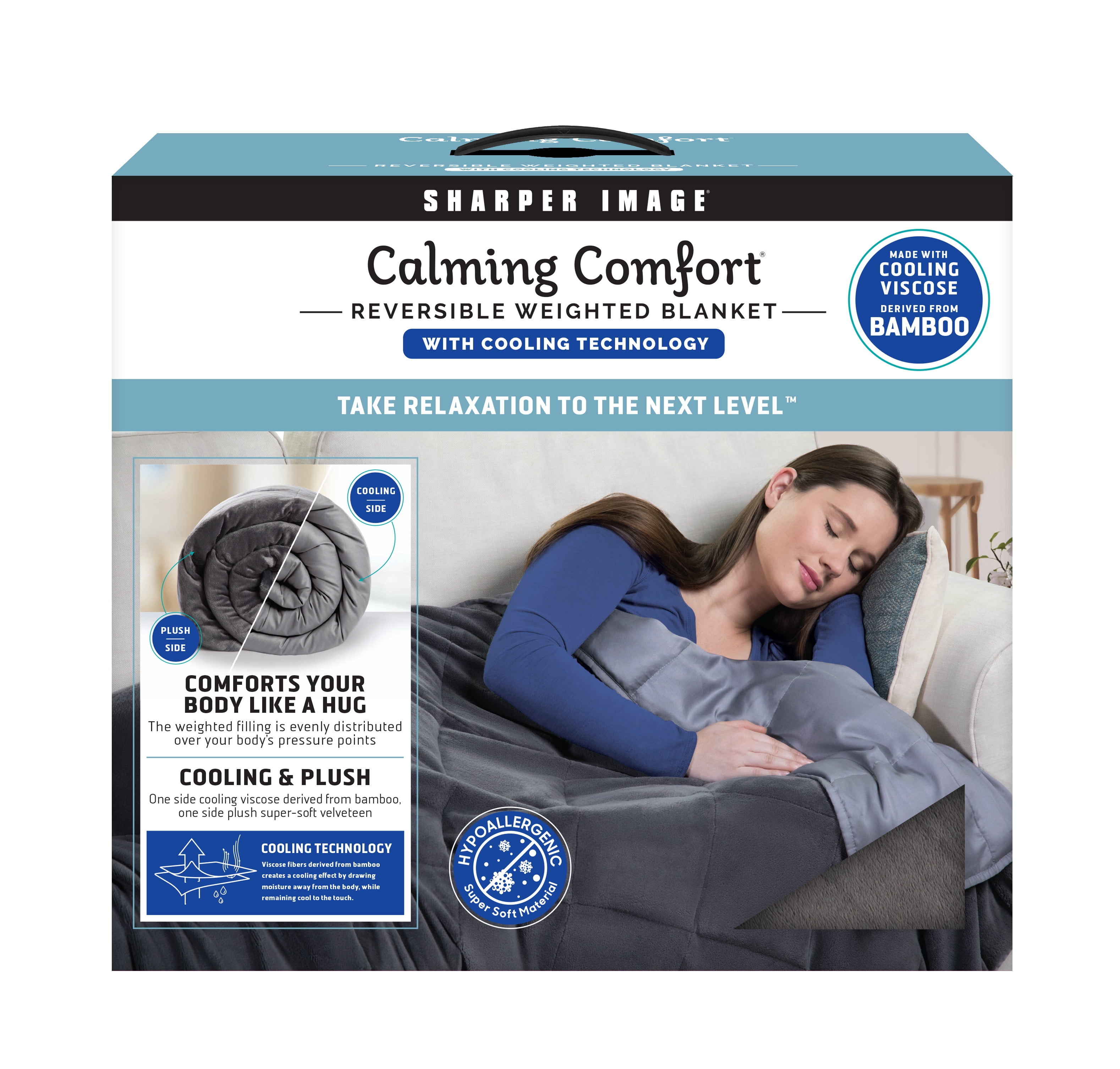Calming Comfort Weighted Blanket, 12 lb, 50" W x 70" L, Gray