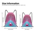 thumbnail image 2 of Gaeub Pink Shark Pool Fantasy Drawstring Backpack Bag Sport Gym Sackpack Heavy Duty String Backpack for Men Women-Small, 2 of 6