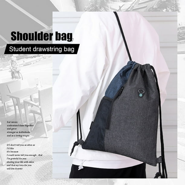 Bolsa Gym Sack Drawstring Bag Nylon Sports Travel Drawstring Bag Azul oscuro Bodega Aurrera en linea