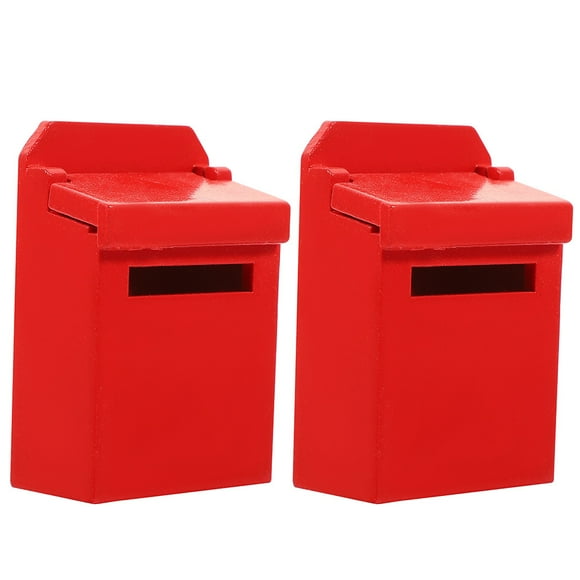 2 piezas de madera mini buzón figurine mini muebles de casas modelo decorativo estatua de caja de cartas de miniatura