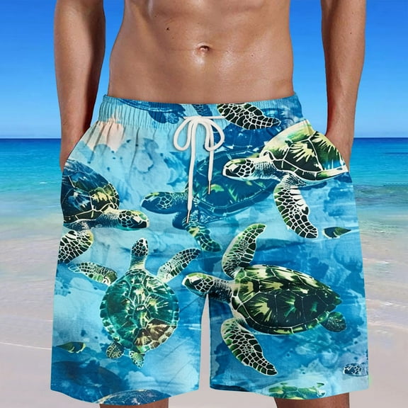 HaoXianJian Men's Shorts Hawaiian Summer Beach Short Casual Lightweight Swim Trunks Drawstring Quickly Dry Holiday Tropical Shorts with Pockets 3X 4X 5X