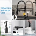 thumbnail image 3 of Grifo de Cocina Grifos Monomando Grifo de Boquilla Doble llaves para fregadero de cocina con Resorte, Desplegable de Acero Inoxidable Mezcladora Para Fregadero Uso simultáneo Dos Boquillas, 3 of 9