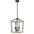 thumbnail image 4 of SAFAVIEH Valdis 4 Light Mid-Century Pendant, Black/Wood, 4 of 6