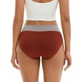 thumbnail image 2 of Unique Bargains Women's Mid-Waisted Color-Block Panties Full Coverage Briefs S Brown, 2 of 6