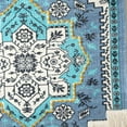 thumbnail image 3 of 26" X 45" Blue Aqua and Ivory Floral Cotton Macrame Hanging Tapestry Wall Decor, 3 of 8