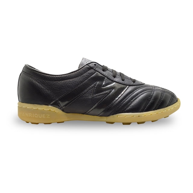 Manriquez Botines de fútbol piel tachones turf césped artificial negro
