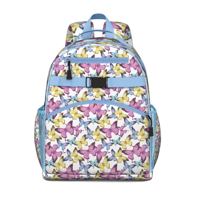 Fantasy Butterfly School Backpack Abstract Butterfly and Garden Print for Students with Dreamy Aesthetic Style