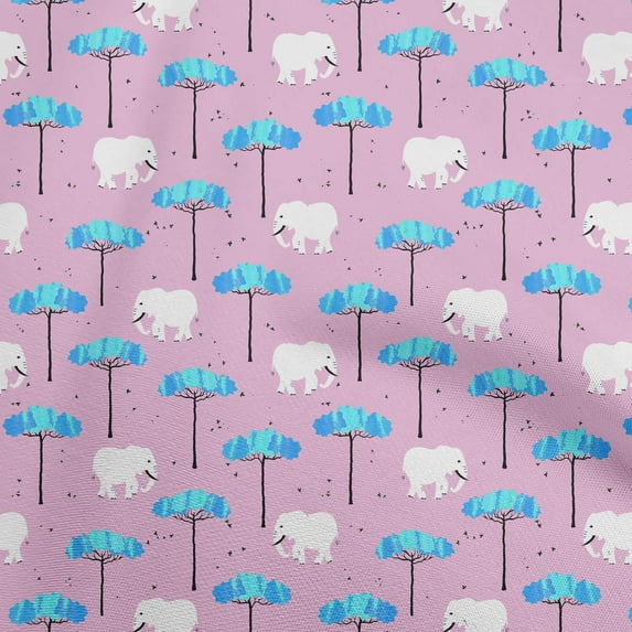 oneOoneCottonCambricRosePinkFabricKidsAnimalDiyClothingQuiltingFabricPrintFabricByYard56InchWide