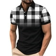 thumbnail image 3 of DDAPJ pyju Polos for Men Short Sleeve Business Casual Collared Tshirt Plaid Golf Shirt Quick Dry Lightweight Sports Tennis Shirt Lightning Sales of The Day Black XXXXL, 3 of 6