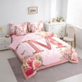 thumbnail image 4 of Homewish Colorful Floral 7-Piece Twin Bedding Sets,Romantic Flower Bedding Comforter Set,First Letter M Sheet Sets For Girls,Super Cozy Room Decor Reversible, 4 of 9