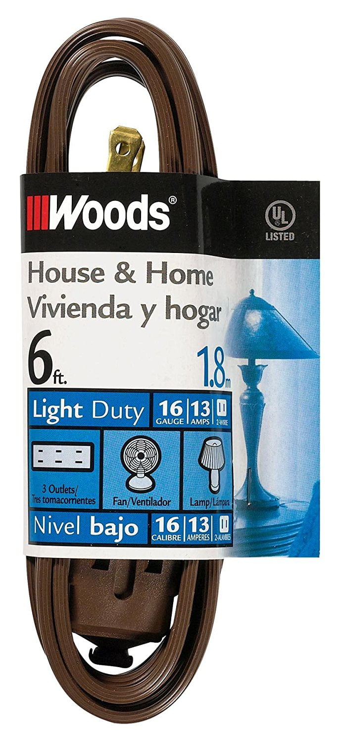 Woods 0600 Cube Extension Cord with Power Tap, 6-Foot, Brown