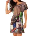 thumbnail image 2 of Balery Bottle Glass Red Wine Camisón de manga corta con cuello redondo para mujer, cómodo y elegante., 2 of 6