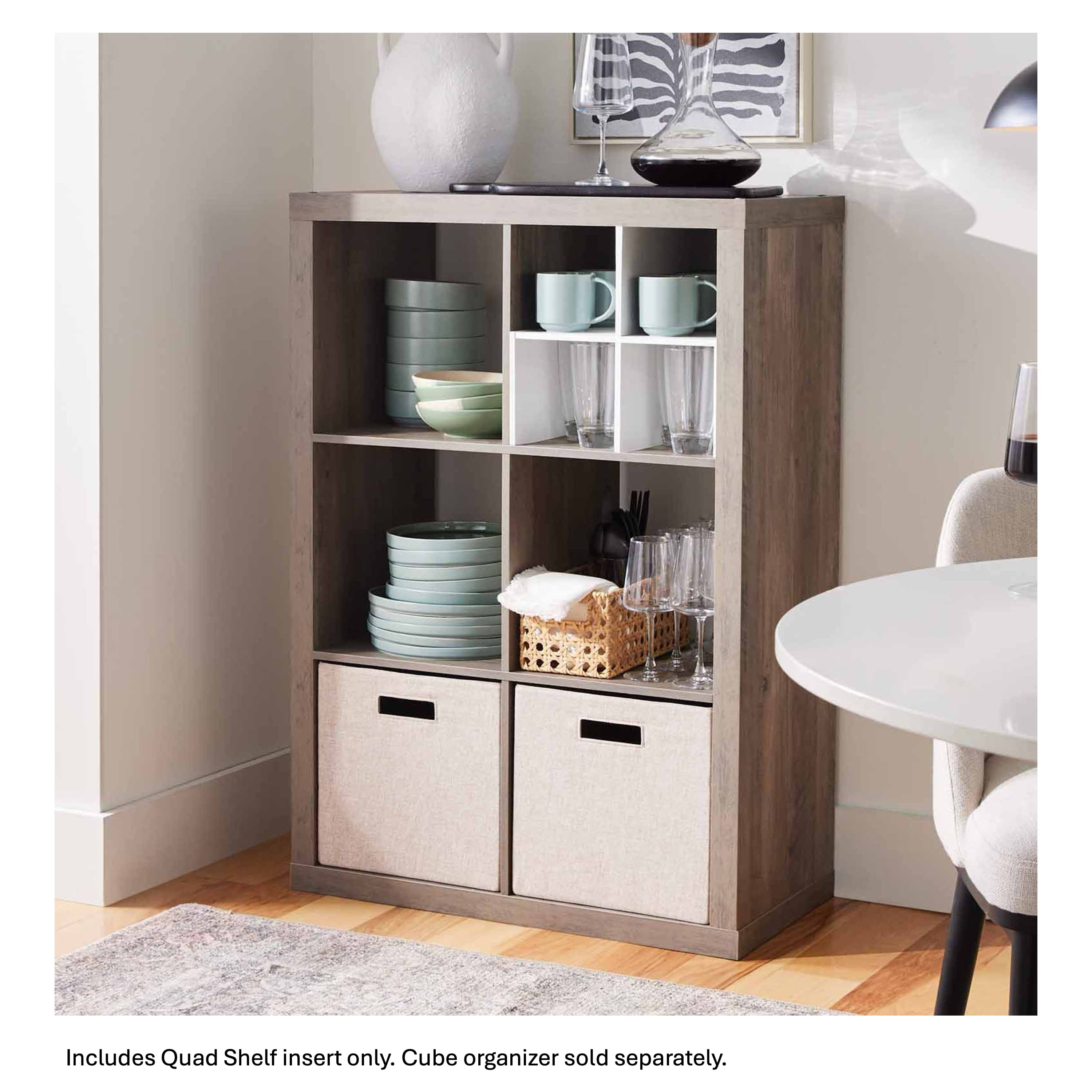 Better Homes & Gardens Quad Shelf Insert for Cube Organizers, White Texture