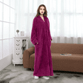 thumbnail image 3 of AMITOFO Womens Zip Up Fleece Robe Warm Loose Flannel Plush Zipper Lounger Bathrobe for Ladies 2XL-3XL & Rose Red, 3 of 9