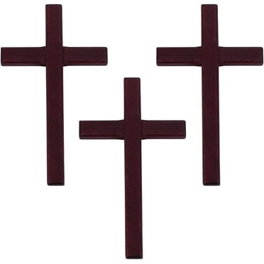 6pcs Wooden Crosses Wall Decor Handheld Crosses Large Coconut Brown Holding Hanging Prayer Wood Crucifix Decors for Wall Wedding Party Home Office Easter Adults Decoration