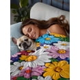 thumbnail image 3 of Colorful Spring Floral King Size Flat Sheet, Wrinkleproof & Fadeproof Cooling Flat Bed Sheet Only, Modern Oil Painting Flowers Breathable Soft Bedding Top Sheets 105 x 98 Inches, 3 of 8