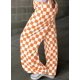 thumbnail image 3 of Pantalones Acelit a cuadros casuales para mujer, primavera verano, naranja, 3 of 5