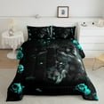 thumbnail image 6 of Black Wolf Comforter Set 7 Piece Bed in a Bag Twin,Teal Rose Bedding Sets Romantic Flowers Bedding Comforter Sets,Wild Woodland Animals Sheet Set with Comforter, 6 of 6