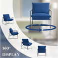 thumbnail image 4 of DREAMSIDEA Living Room Chair Sling Accent Chair Set of 2,Metal Framed Armchair with Thicked Cushions, Reading Leisure Chair for Indoor/Oudoor,Navy, 4 of 6