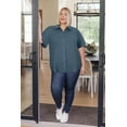 thumbnail image 3 of TIYOMI Plus Size Women's Short Sleeve Cotton Navy Blue Shirts 2X Collared Tops Solid Casual Button Down Blouse Summer Loose Fit Blouses 2XL 18W 20W, 3 of 7