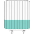 thumbnail image 3 of Cyan White Shower Curtain Boho Vintage Color Block Mid Century Modern Simplicity Textured Bright Natural Fabric Home Bathroom Decor with Hooks(72" Wx84 H), 3 of 4