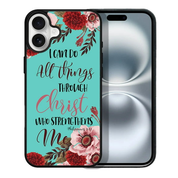 WIRESTER Shockproof Soft Rubber Cover Case for Apple iPhone 16 6.1" 2024, Christian Bible Verses Philippians 4:13