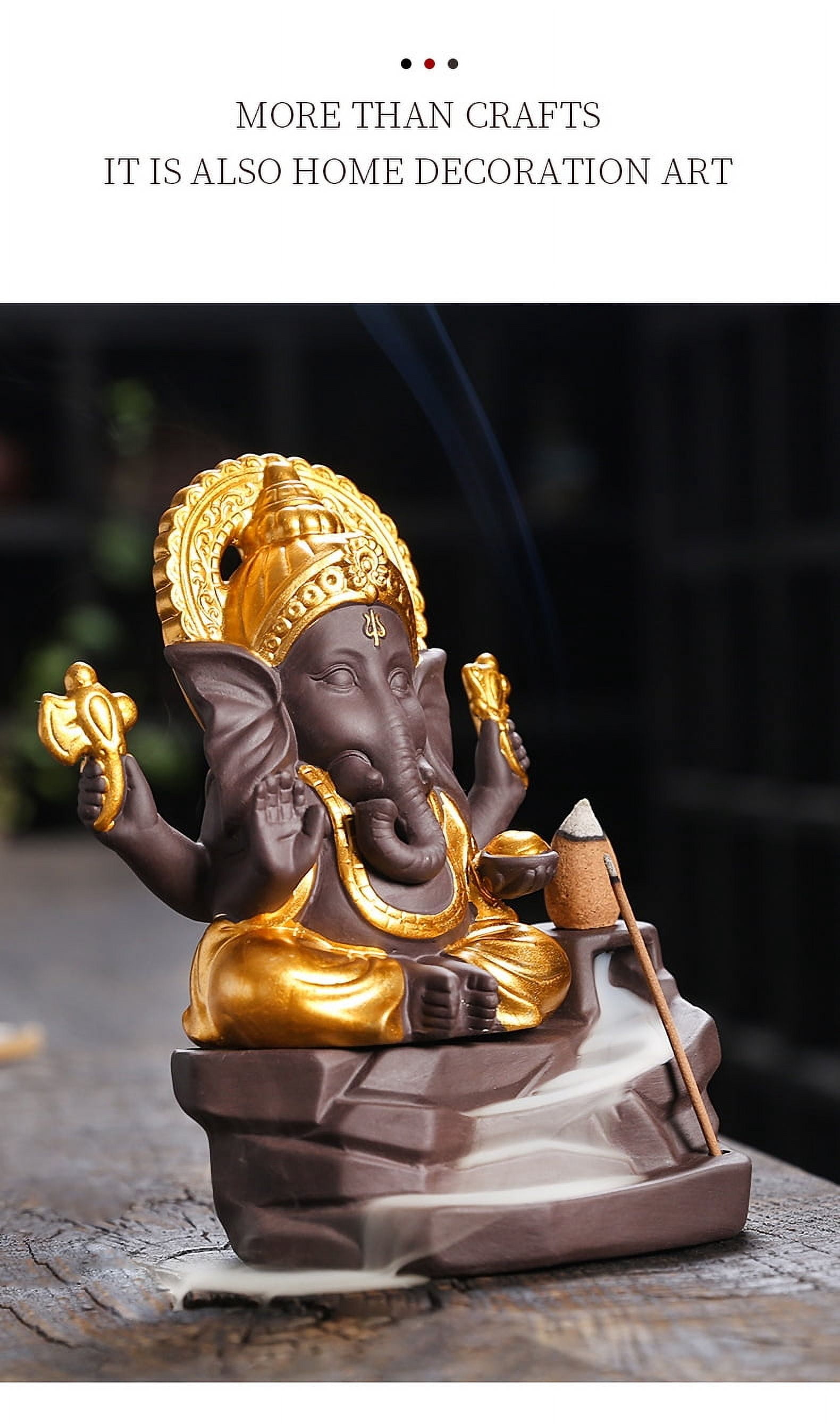 Creative Indian Elephant God Incense Burner Zen Buddha Incense Holder Smoke Waterfall Aromatherapy Censer Stove for Home Decorative